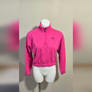 Calvin Klein CK Performance Sweatshirt Woman's Size Small Cropped 1/4 Zip Top